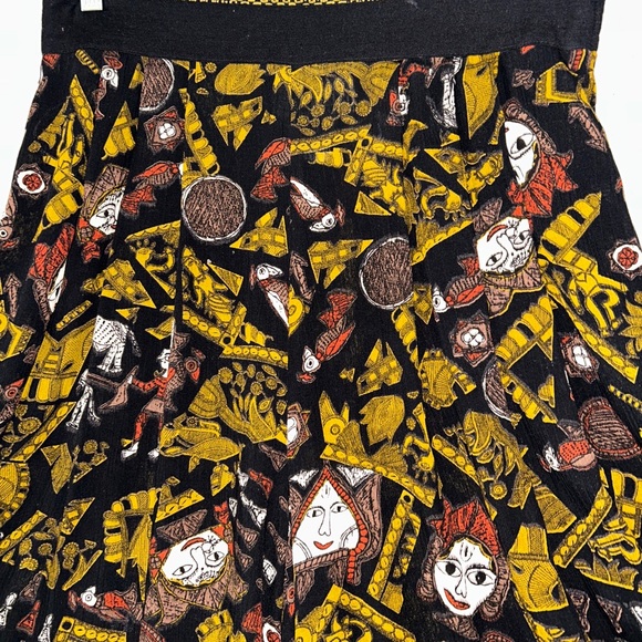 Marsha Brander For Componix Wide Leg Gaucho Pants 14 Funky Art Faces Rayon 80s L - Picture 6 of 14